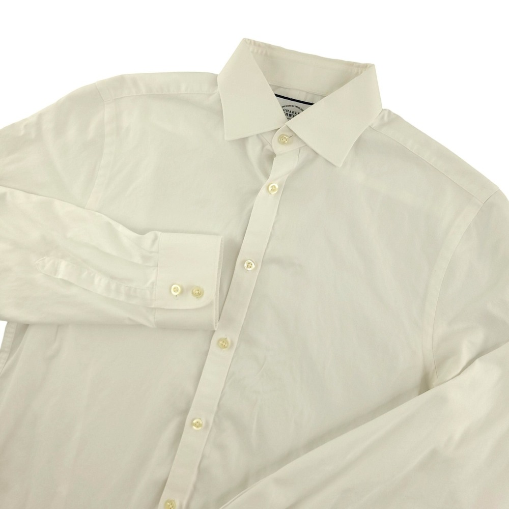 Charles Tyrwhitt Dress Shirt Mens 15.5 34/35 White Extra Slim Egyptian Cotton
